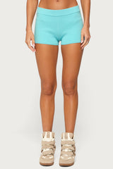 Lorie Mid Rise Ribbed Knit Shorts