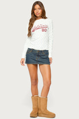 Cali Floral Ribbed Long Sleeve T Shirt