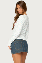 Cali Floral Ribbed Long Sleeve T Shirt