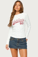 Cali Floral Ribbed Long Sleeve T Shirt