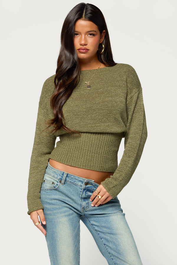 Tezi Boat Neck Light Knit Top
