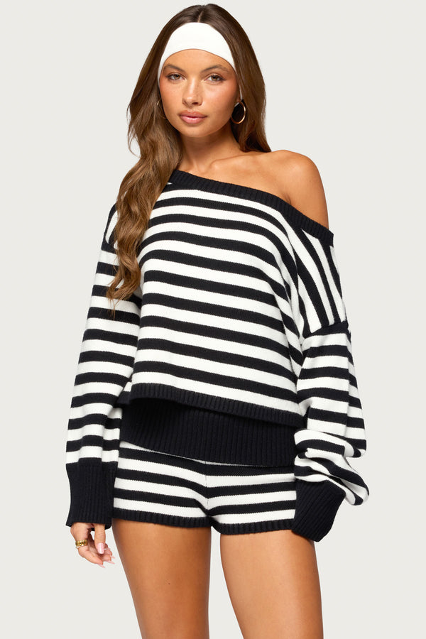Saphi Striped Oversized Knit Sweater view 1