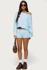 Saphi Striped Foldover Knit Shorts