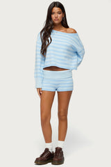 Saphi Striped Foldover Knit Shorts