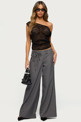 Kessa Sheer Lace Off Shoulder Top