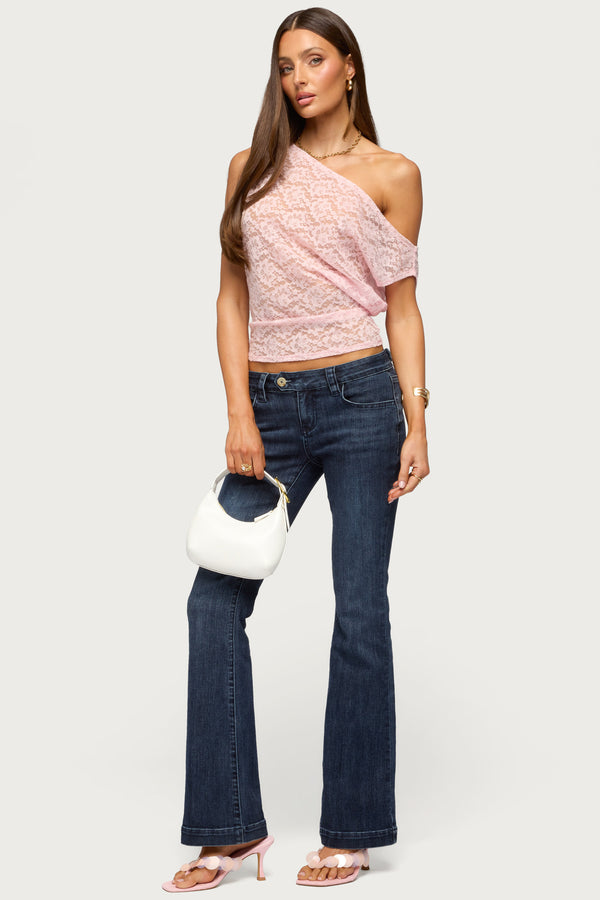 Kessa Sheer Lace Off Shoulder Top