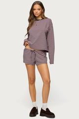 Jainee Striped Drawstring Shorts