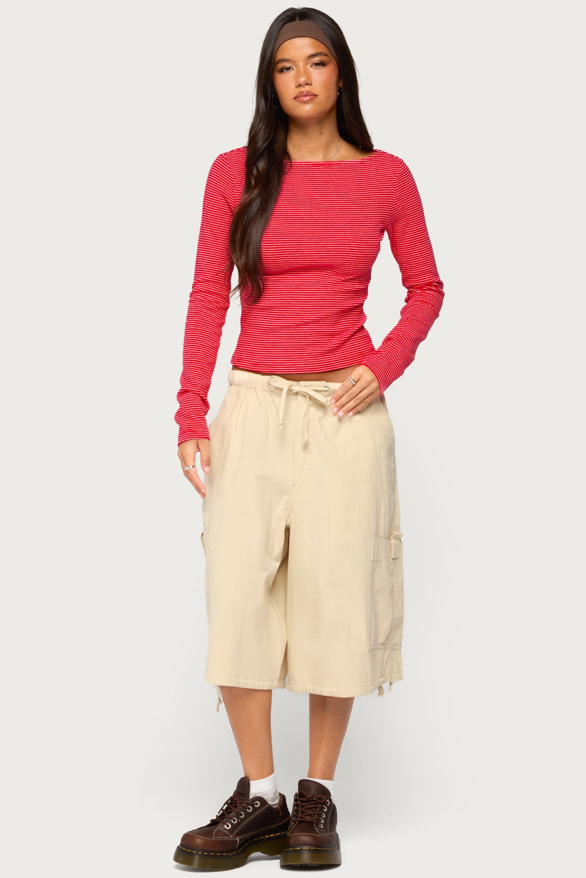 Loria Striped Boat Neck Top