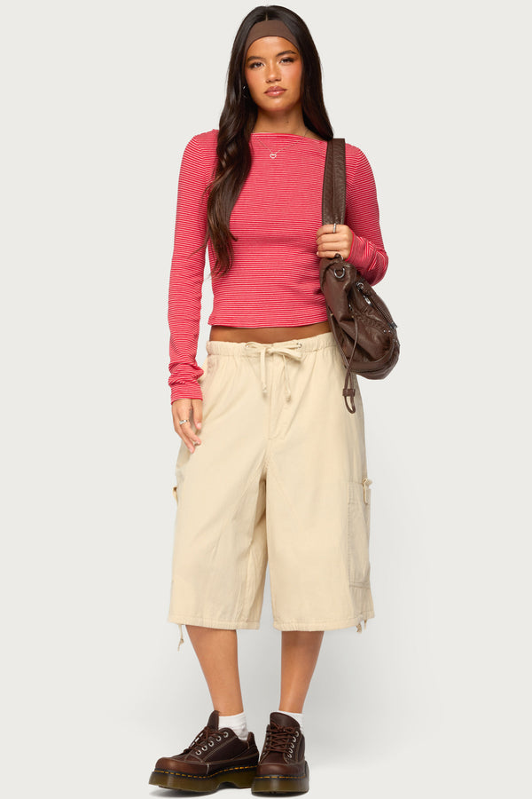 Loria Striped Boat Neck Top
