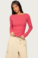 Loria Striped Boat Neck Top