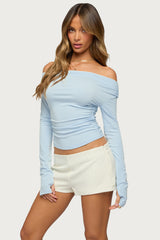 Milane Ruched Off Shoulder Ribbed Top