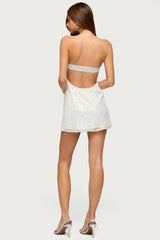 Sequin Lace Backless Mini Dress