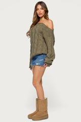 Nellie Off Shoulder Cable Knit Sweater