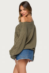 Nellie Off Shoulder Cable Knit Sweater