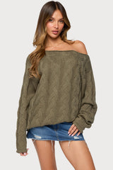 Nellie Off Shoulder Cable Knit Sweater
