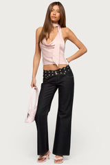 Scalloped Grommet Low Rise Bootcut Jeans