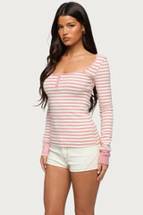 Jaida Striped Henley Top