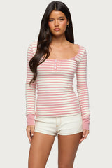 Jaida Striped Henley Top