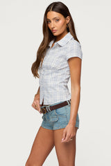 Naiah Plaid Tailored Button Up Shirt