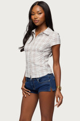 Naiah Plaid Tailored Button Up Shirt