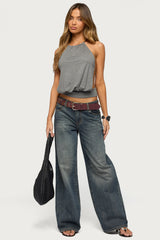 Damarey Chain Backless Halter Top