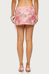 Bead & Sequin Side Tie Mini Skirt