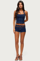Alita Low Rise Denim Micro Shorts