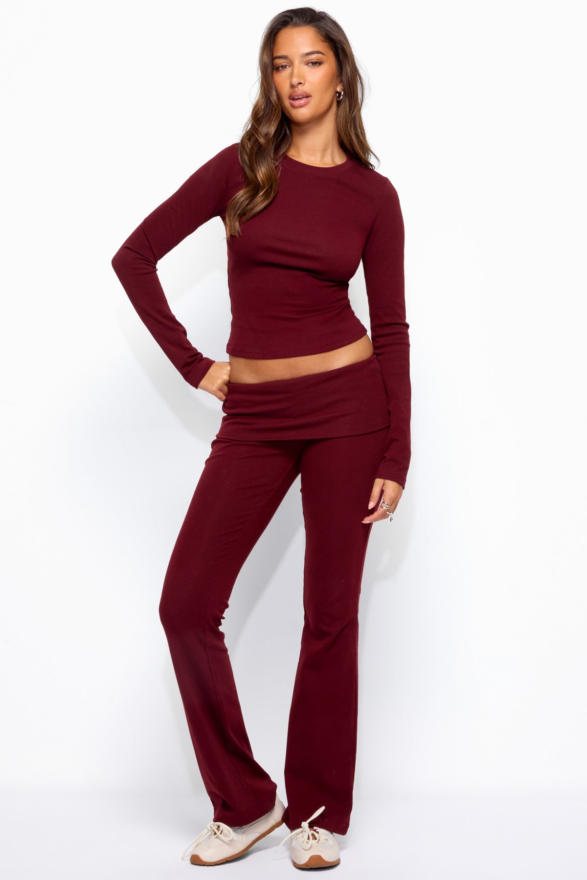 Ivanne Foldover Flared Pants – edikted