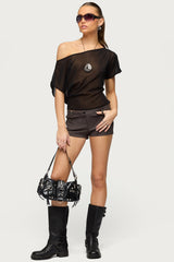 Noria Sheer Chiffon Off Shoulder Top