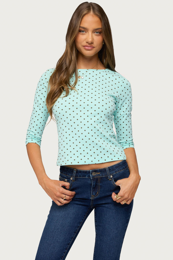 Lela Polka Dot Quarter Sleeve Top