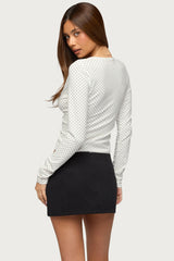 Kianah Polka Dot V Neck T Shirt