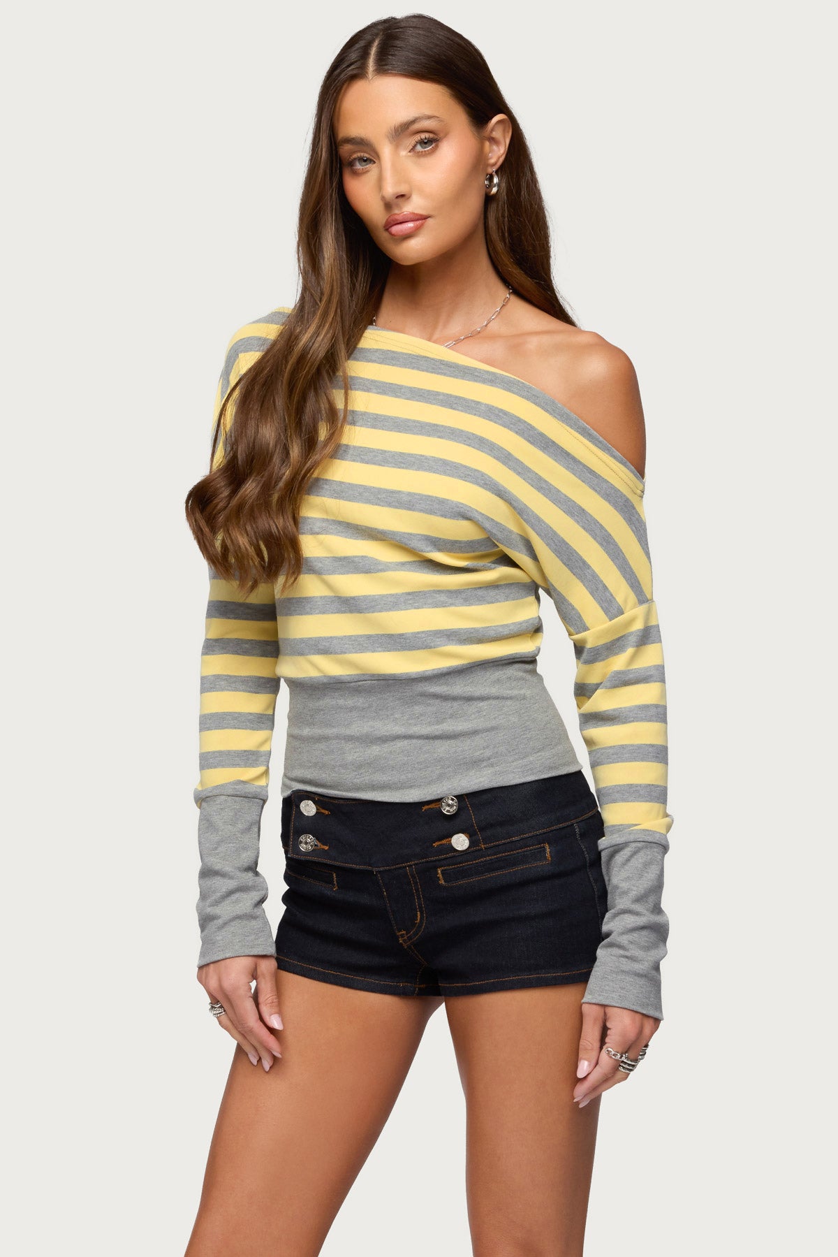 Marniee Striped Off Shoulder Top