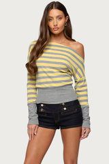 Marniee Striped Off Shoulder Top