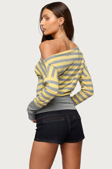 Marniee Striped Off Shoulder Top