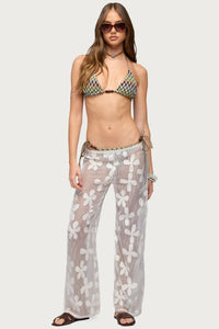 Candace Floral Texured Sheer Pants