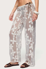 Candace Floral Texured Sheer Pants