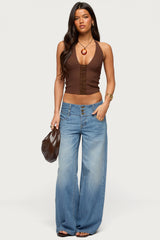 Wide Waistband Low Rise Baggy Jeans