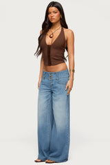 Wide Waistband Low Rise Baggy Jeans