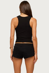 Klyah Metal Pendant Ribbed Tank Top