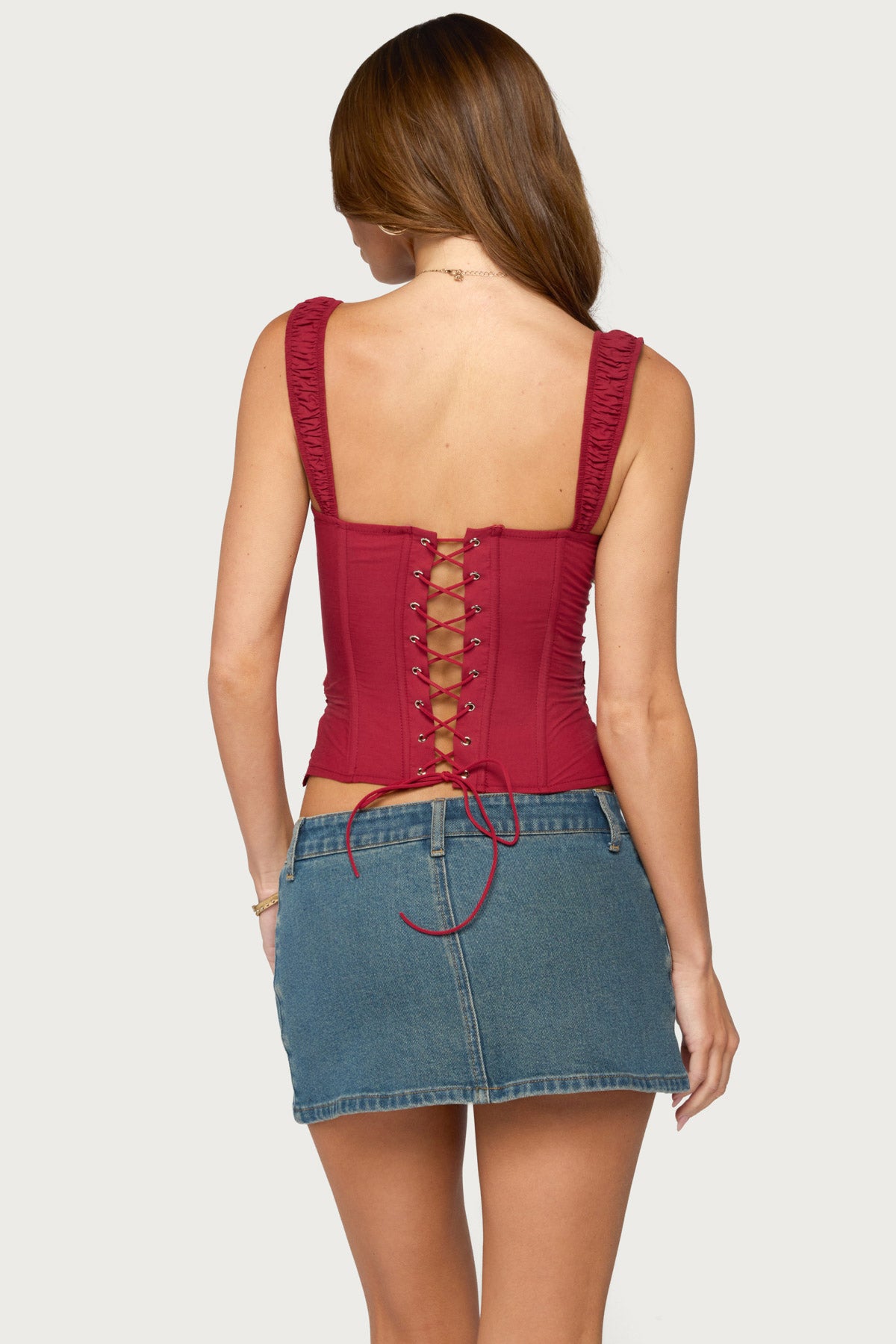 Jana Lacey Ruched Strap Corset
