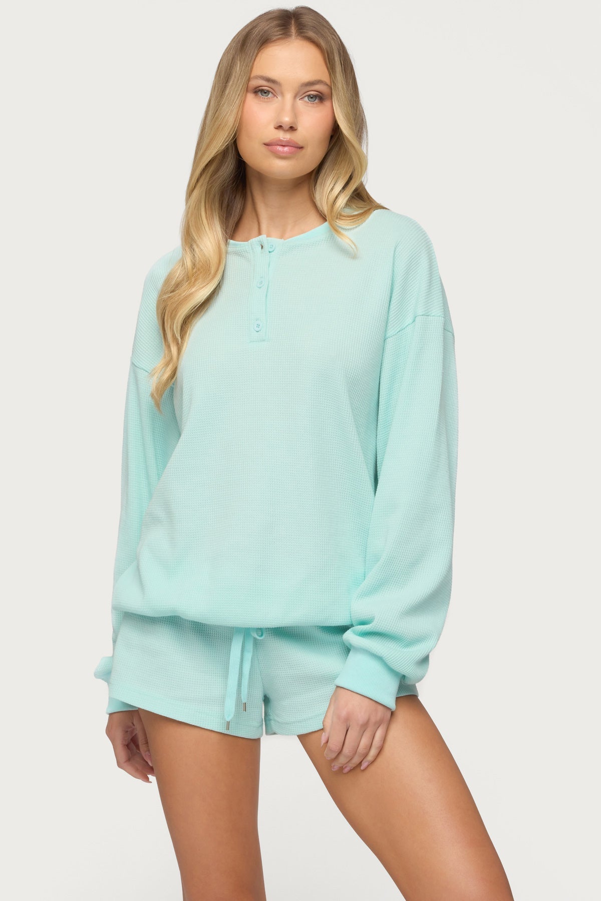 Baila Waffle Henley Top – edikted