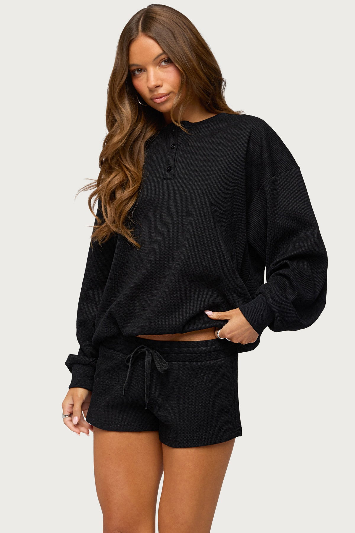 Baila Waffle Henley Top