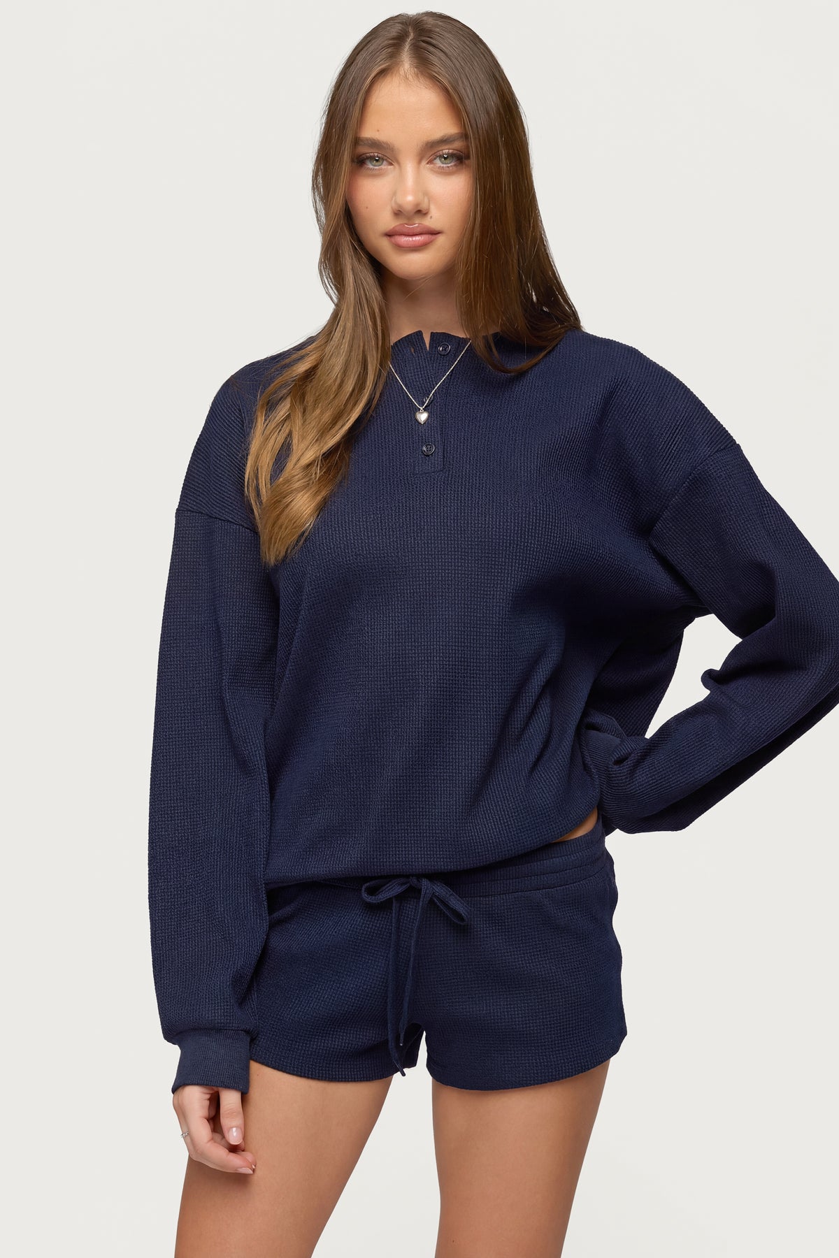 Baila Waffle Henley Top