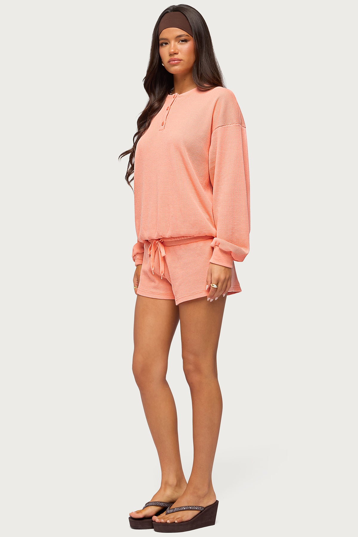 Baila Waffle Henley Top