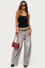 Natash Mixed Button Tank Top