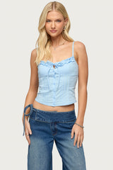 Kerah Ruffle Button Tank Top