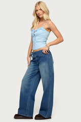 Cleo Tie Waist Low Rise Baggy Jeans