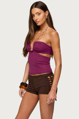 Delyth Stone Chain Cutout Top