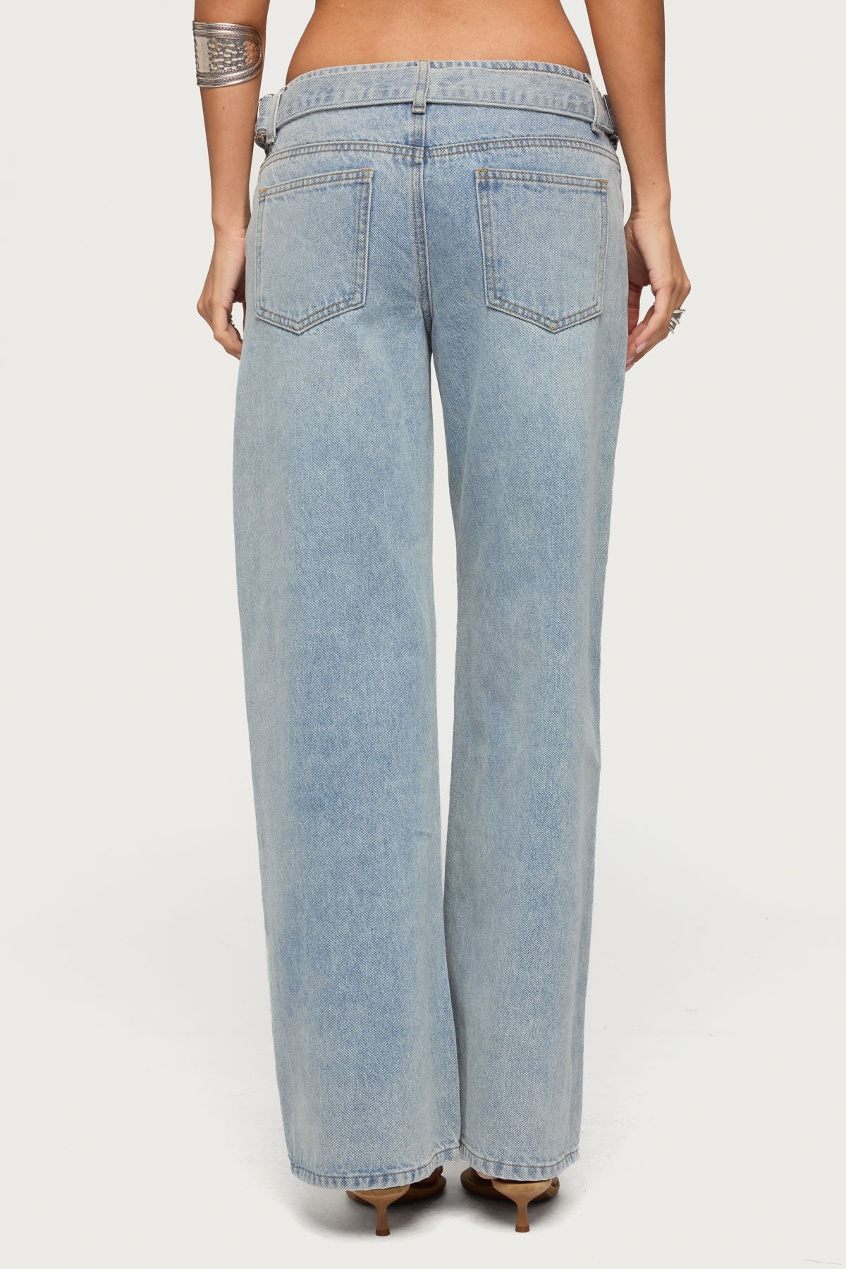 Buckled Low Rise Baggy Jeans