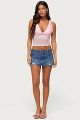 Vanya Sheer Lace V Neck Top